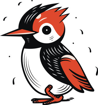 recommend clip art: Vector image of a cute cartoon woodpecker on a white background