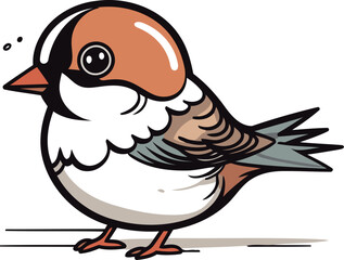 Obraz premium Illustration of a cute bullfinch bird on a white background