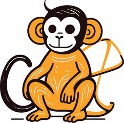 Fototapeta premium Monkey cartoon vector illustration isolated on white background. Vector monkey icon