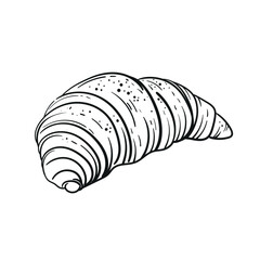 Sketch croissant on white background. Doodle Vector Illustration. Best for menu, design, flyers, banners