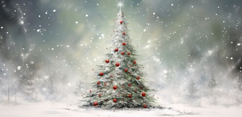Festive Christmas Tree and Presents Background