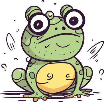 recommend clip art: Cute cartoon frog. Vector illustration isolated on white background. Funny frog.