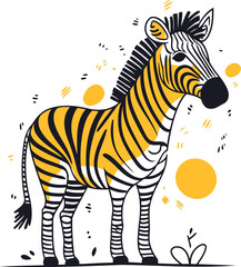 Zebra. Hand drawn vector illustration. Isolated on white background.