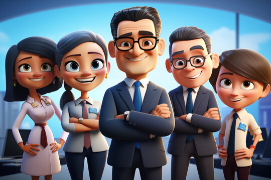 3D Animation Style Vibrant Corporate Team: The Essence of Modern Business Collaboration