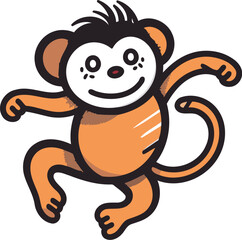 Obraz premium Cute cartoon monkey isolated on a white background. Vector illustration.