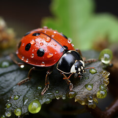 Lady bug realistic close up photo