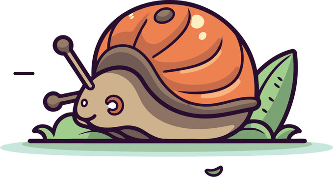 recommend clip art: Snail icon. Isolated flat vector illustration on white background.
