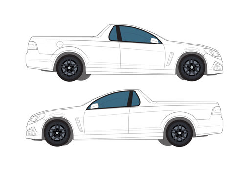 Line art illustration of a Holden Ute