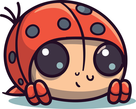 recommend clip art: Cute ladybug character isolated on white background. Vector illustration.