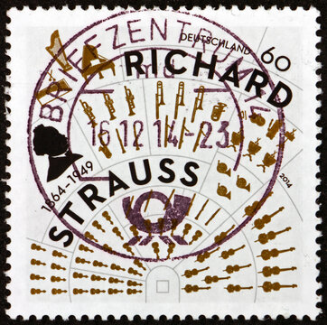 Postage stamp Germany 2014 dedicated to 150th birth anniversary of Richard Strauss, German composer and conductor