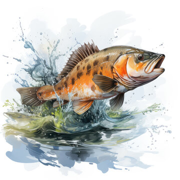 recommend clip art: watercolor Fishing clipart, Generative Ai