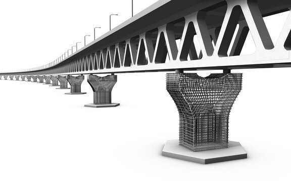 Padma bridge in Bangladesh 3d Model. Model 3D Render illustration. 3d Model. Real bridge is Situated Over the padma river, Mawa, Munsiganj, Dhaka, Bangladesh.