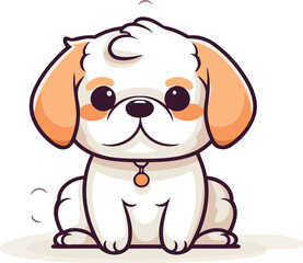 Fototapeta premium Cute cartoon dog. Vector illustration isolated on a white background.