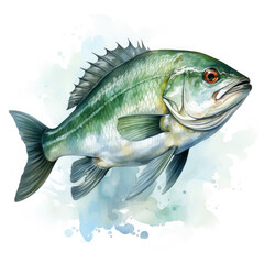 Fototapeta premium watercolor Fishing clipart, Generative Ai