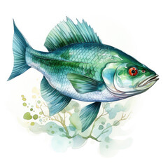 Fototapeta premium watercolor Fishing clipart, Generative Ai