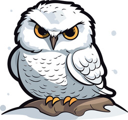 Fototapeta premium Owl on a rock. Vector illustration on a white background.