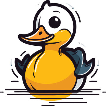 recommend clip art: Cute cartoon duck on white background. Vector clip art illustration.