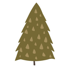 Christmas tree illustration vector in green color and triangle shapes simple cartoon drawing modern trendy design