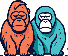 Fototapeta premium Gorilla. monkey. ape. Vector illustration in cartoon style
