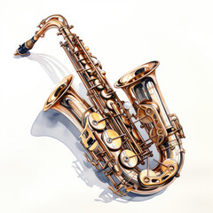 Fototapeta premium watercolor Saxophone clipart, Generative Ai