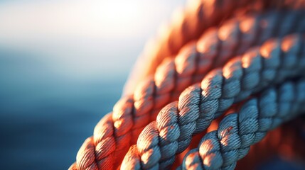 Close up of a rope on the ocean, AI - obrazy, fototapety, plakaty