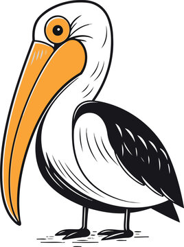 recommend clip art: Pelican vector illustration isolated on white background. Cartoon pelican.