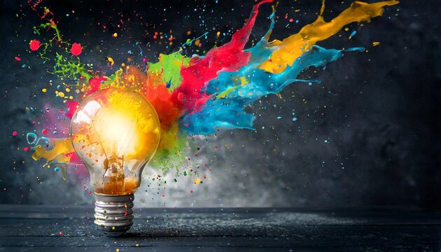 Ideas, bombilla, splash