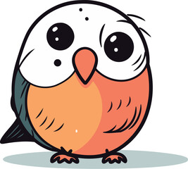 Cute little bird cartoon vector illustration. Isolated on white background.