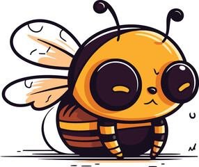 Obraz premium Cute cartoon bee. Vector illustration. Isolated on white background.