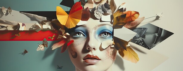 beauty shot of woman in collage technique