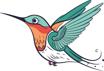 Obraz premium Hummingbird isolated on white background. Hand drawn vector illustration.