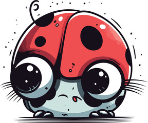 Obraz premium Cute cartoon ladybug isolated on white background. Vector illustration.