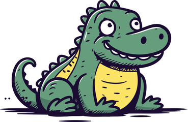 Cute cartoon crocodile. Vector illustration on a white background.