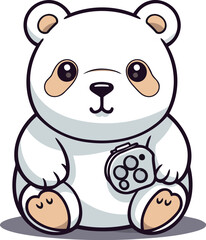 Obraz premium Cute cartoon panda bear sitting on the floor vector illustration.
