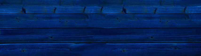 Blue painted wooden texture, wood background panorama banner