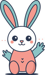 Cute rabbit. Vector illustration in cartoon style. Isolated on white background.