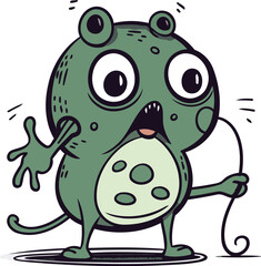 Funny cartoon frog. Vector illustration isolated on a white background.