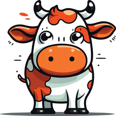 Cute cartoon cow. Vector illustration. Isolated on white background.