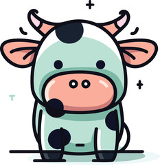 Cute cartoon cow. Vector illustration in a flat style. Isolated on white background.