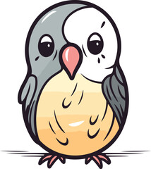 Cute cartoon parrot isolated on white background. Vector illustration.