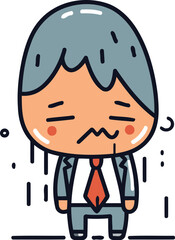 Character illustration design. Businessman sad cartoon.eps10.clean vector