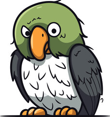 Cute cartoon parrot on a white background. Vector illustration.