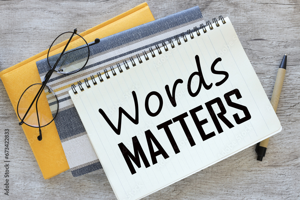 Poster words matters three notepads on a work table. text on a notepad
