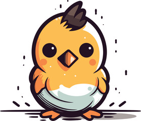 Cute little chicken. Vector illustration. Isolated on white background.