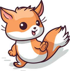Cute cartoon fox. Vector illustration isolated on a white background.