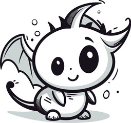 Cute cartoon dragon. Vector illustration isolated on a white background.