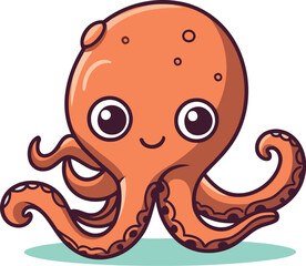 Cute cartoon octopus. Vector illustration isolated on white background.