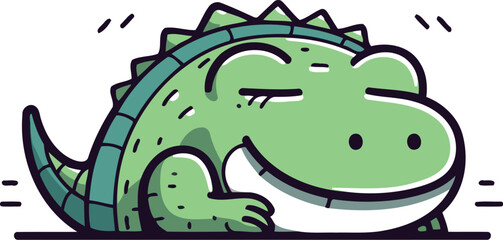 Cute cartoon crocodile. Vector illustration. Isolated on white background.