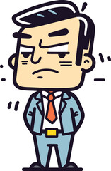 Angry Businessman   Cartoon Vector Illustration. Sticker Style