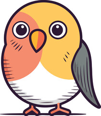 Cute cartoon bird. Vector illustration isolated on a white background.